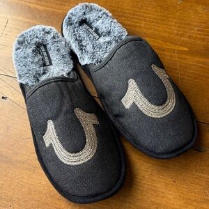 True Religion Slippers Mens Black Denim‎ Size L 11-12 Slip On